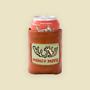 Antler Stacked Needlepoint Leather Koozie