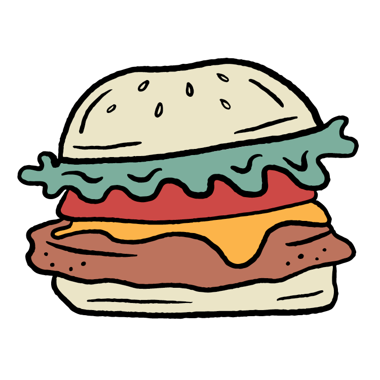 Mangy Moose icon - drawing of a juicy burger