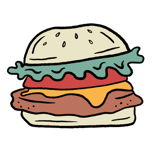 Mangy Moose icon - drawing of a juicy burger