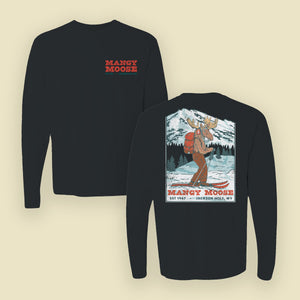 Skiing Manny Long Sleeve T - Mangy Moose