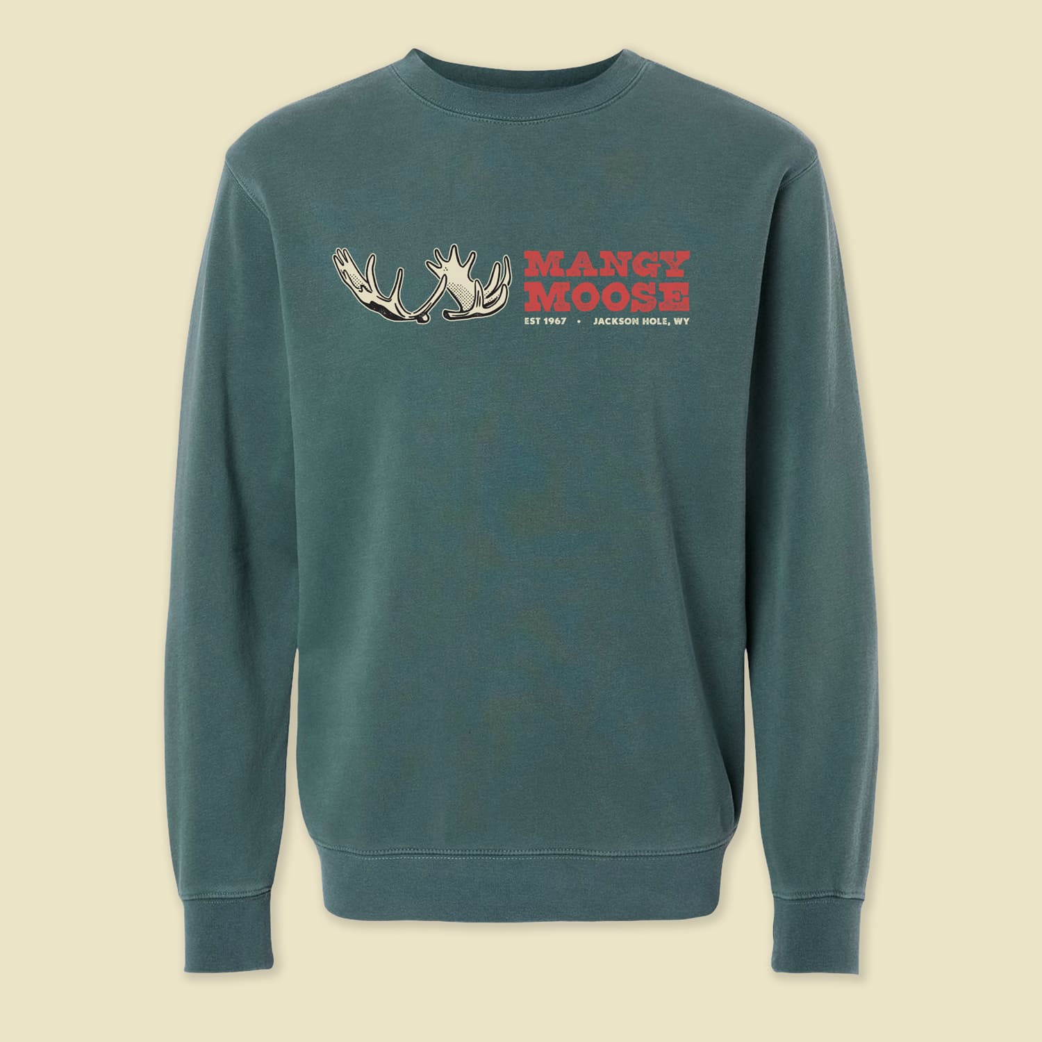 Antler Stacked Pigment Dyed Crew - Mangy Moose