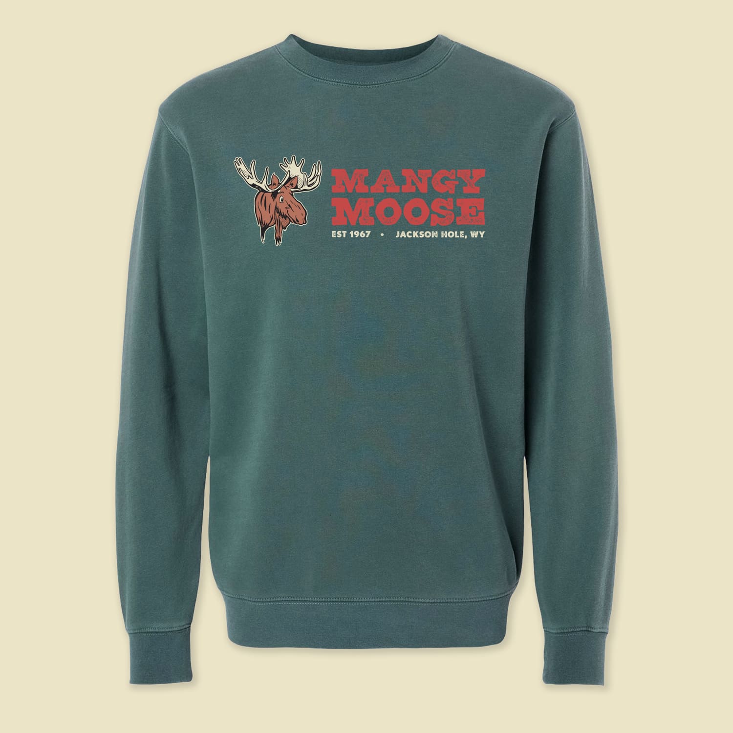 Mangy Moose Manny Stacked Pigment Dyed Crew - The Mangy Moose